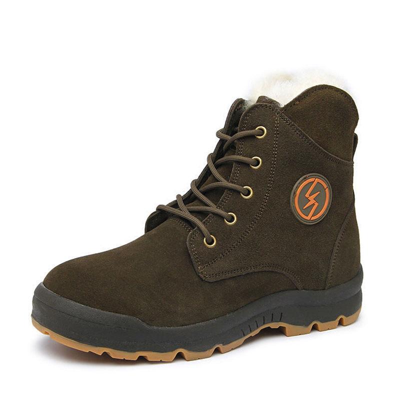 Snow Boots Men's Sheepskin Winter Boots Plus Velvet Warm Waterproof Non-slip Winter Martin Boots Men's Cotton Shoes