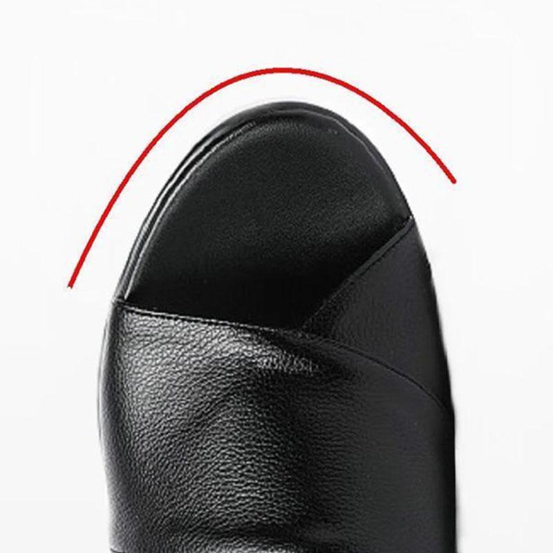 Women's Summer High Heel Non-slip Slippers Thick Heel Solid Color Outer Wear Slippers