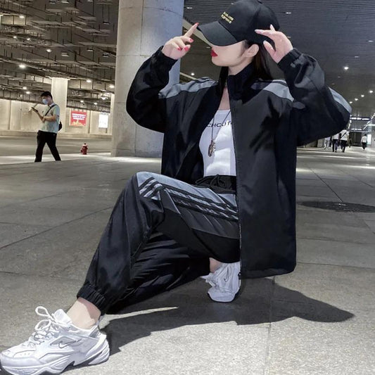 Casual Sportswear Suit Couple Gym Fitness Suit Female Autumn and Winter Loose Tooling Two-piece Yoga Suit Ladies Casual Sets