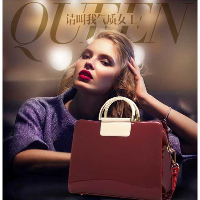 Patent Leather Handbag Bright Leather Wild Female Bag Small Square Bag Briefcase Messenger Bag