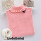 Girl Sweater Plus Velvet Thick Autumn and Winter Solid Color Set High Collar Long-sleeved Big Children's Knitting Shirt