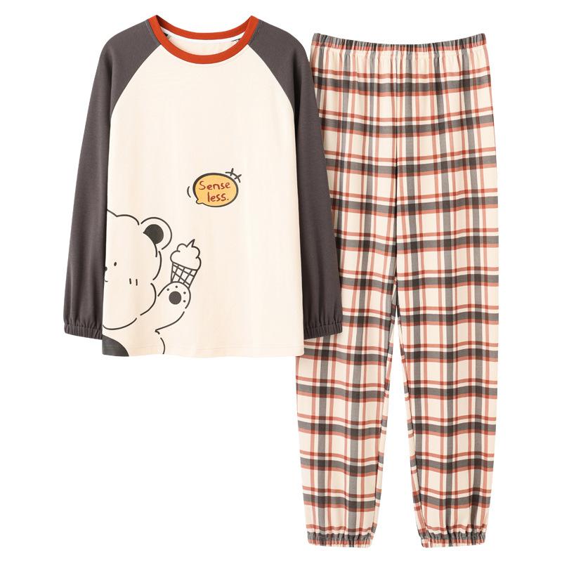 Women Pajamas Set Long Sleeve Pyjamas Suit Spring Autumn Sleepwear Winter Home Wear Loose Casual Pullover Round Neck Cute Nightwear Tops Pants
