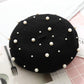 Women's Wool Beret Autumn Casual Pearl Rivet Solid Color Beret