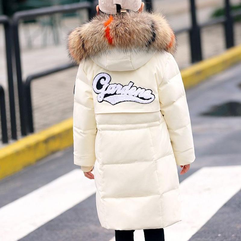 Children's Cotton-padded Clothes Girls' Winter Jacket Big Children Thickening Medium-length Cotton Jackets Large Fur Collar