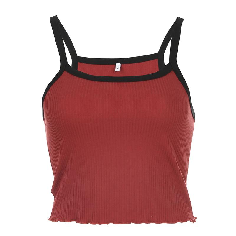 Summer Casual Panelled Spaghetti Strap Camis Top Women Fashion Sleeveless Tops Backless Wrap Basic Tops Streetwear