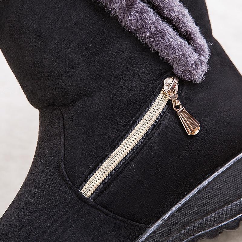 Women's Outdoor Winter Snow Boots Non-slip Warm Boots Fur Short Ankle Boots Slip-on Boots Cotton Boots Plus Size EU35-43