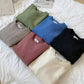 Lady Minimalist Simple Color Slim Knitwear O-neck Bottoming Top Pullover Sweater Jumper Top