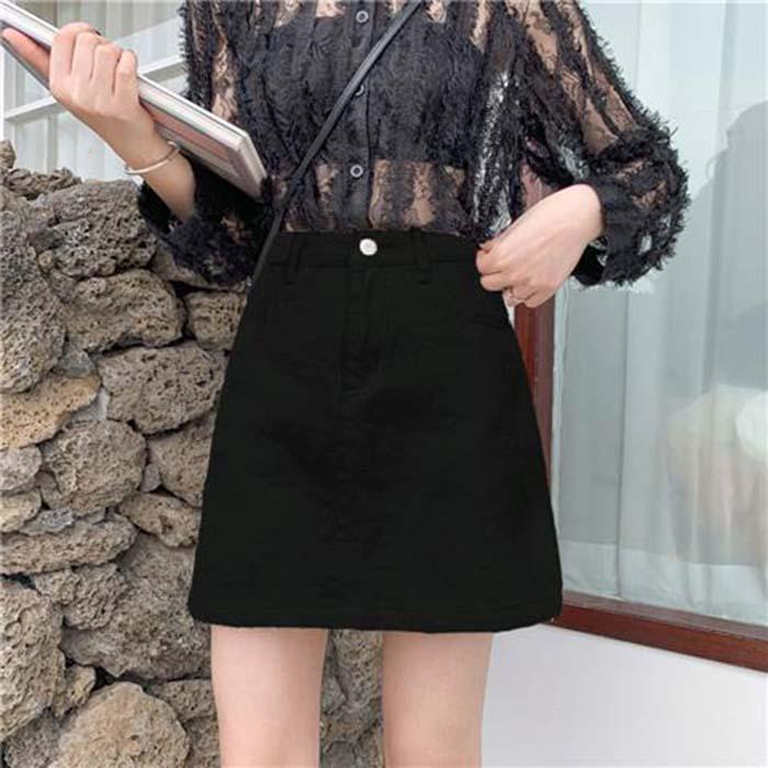 Pofulove S-5XL Women Plus Size Anti-light Denim Skirt Slim Sexy Package Hip Skirt Mini A-line Skirts