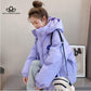 Women Candy Colors Winter Hooded Puffer Jacket Female Loose Long Sleeve Coat Harajuku Warm Oversize Parkas