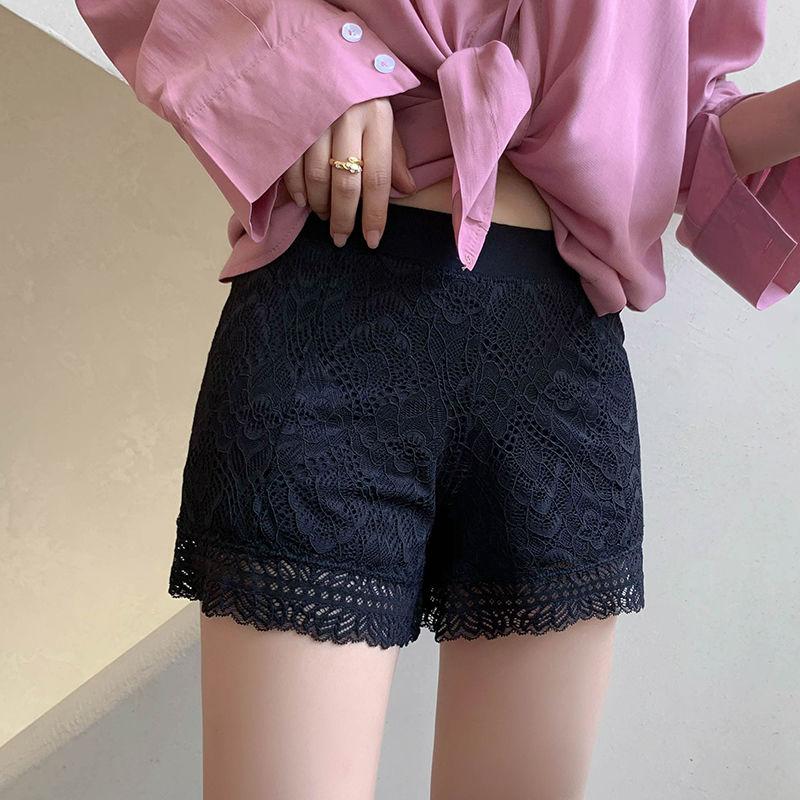 WTEMPO 3 Colors Double Layer Women  Lace Shorts Thin Safety Pants Home Outside Anti-exhaust  Shorts