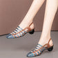 Baotou Sandals Women's Thick and Summer Low-heeled Single Shoes Hollow Color Matching Large Size Women's Shoes