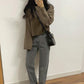 Autumn and Winter All-match Long-sleeved Pullover Girl Student Short Loose Bottoming Coat Coat Sweater