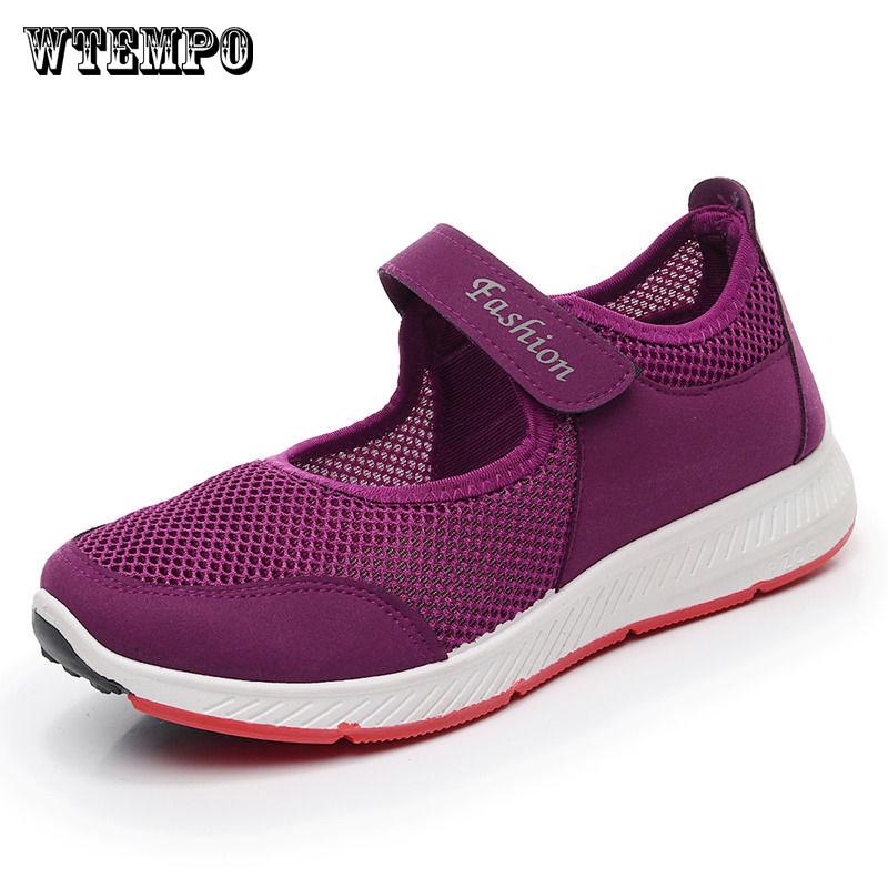 Women Casual Breathable Running Sneaker Mesh Fabric Shoes Anti-Slip Fitness Shoes