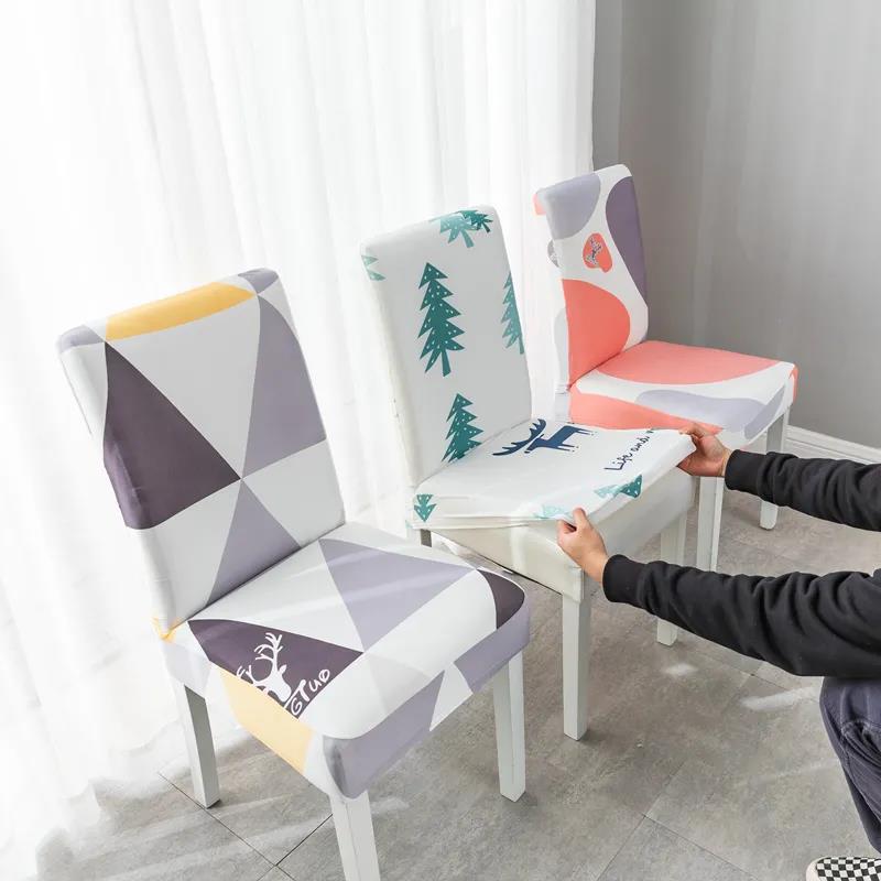 Household Simple Seat Cover Modern Universal Stool Cover Elastic Chair Cover Restaurant Hotel Dining Table Chair Cover