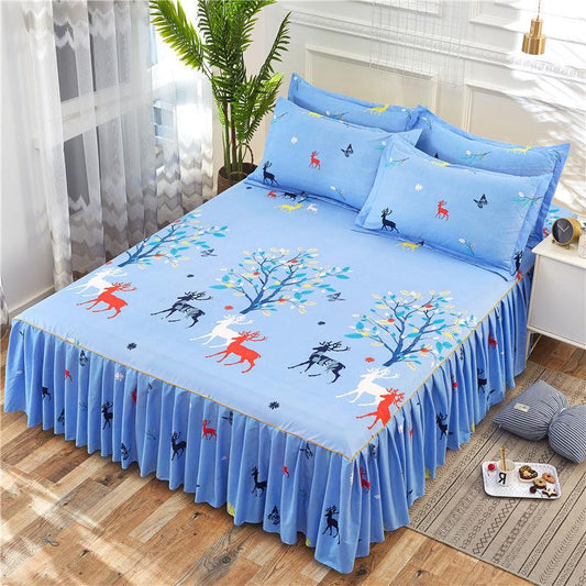 Non-slip Bedspread Korean Bed Cover Bed Sheet Dust Protection Cover 100% Thickened Twill Sanding Bed Skirt