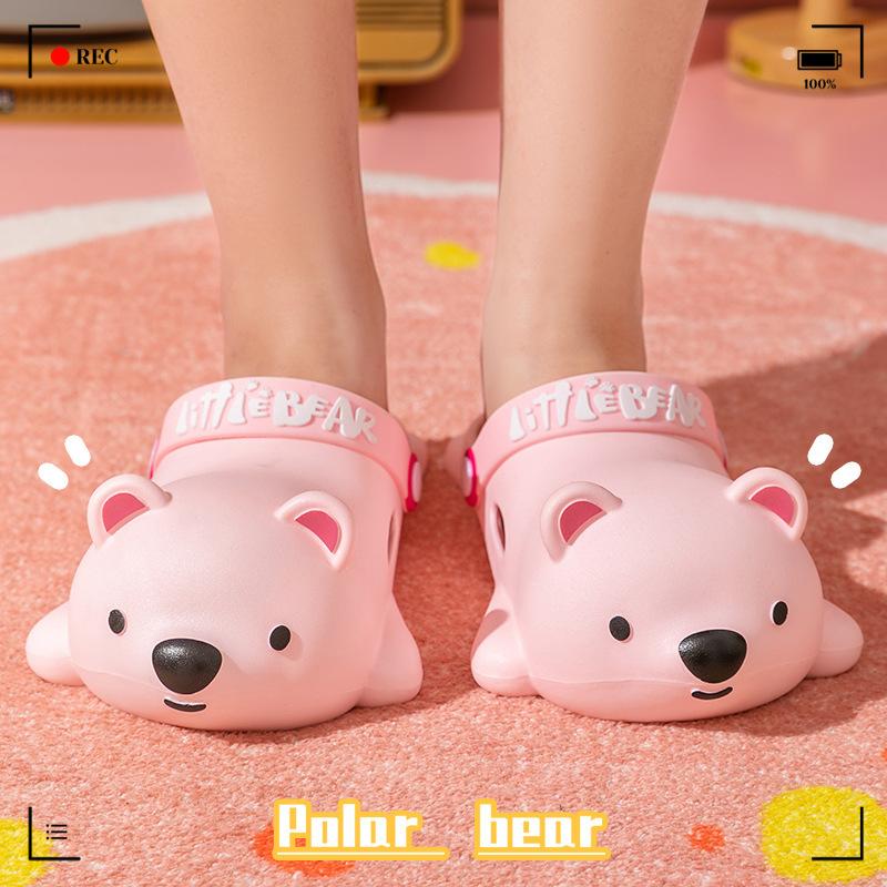 Cartoon Bear Sandals and Slippers Women's Summer Travel Slippers Thick-soled Soft Sandals Parent-child Slippers