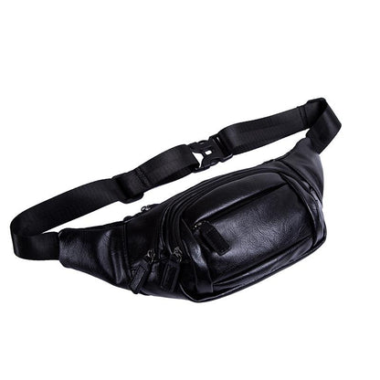 Waist Bag Men's Zipper Waterproof Black Shoulder Bag Outdoor Riding Sports Travel Messenger Bag