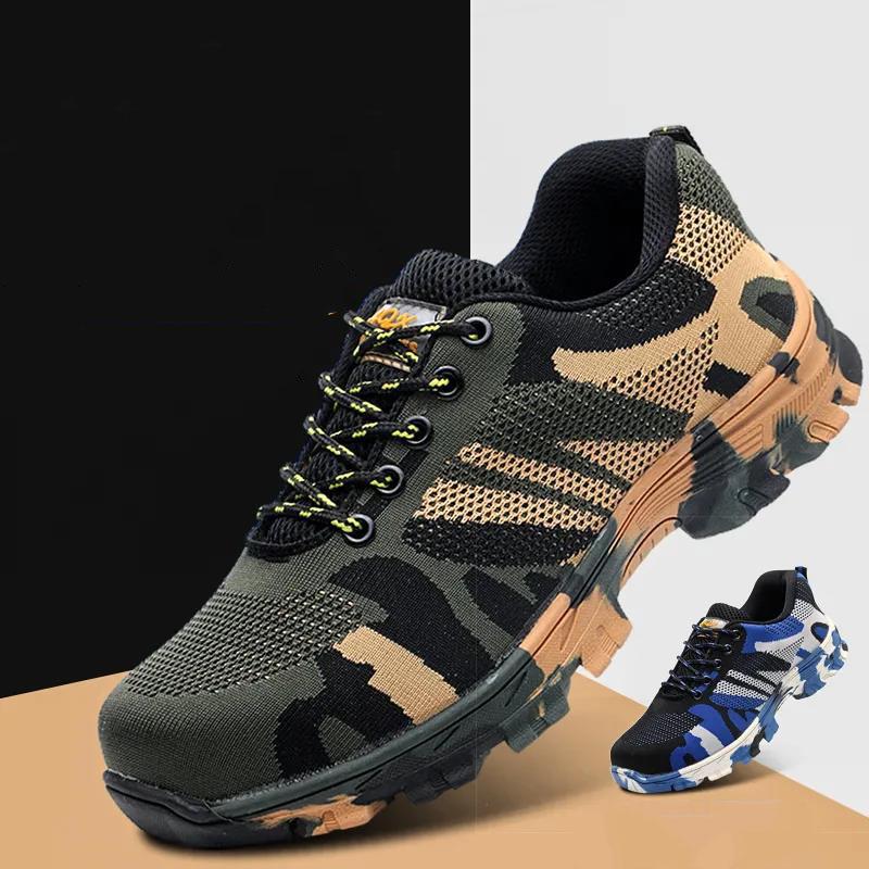 Men's Summer Breathable Lightweight Protective Shoes Female Steel Toe Cap Electrician Work Shoes Anti-smashing Anti-piercing and Anti-odor Work Shoes