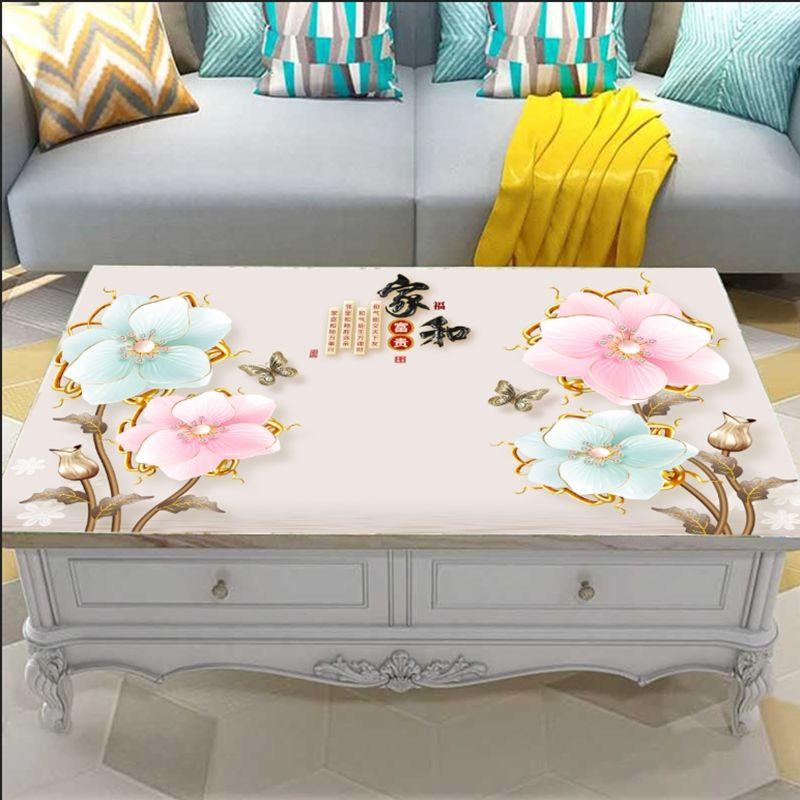 Guofeng Printing PVC Opaque Table Mat Waterproof and Oil-proof Disposable Soft Glass Coffee Table Desktop Protective Rubber Pad