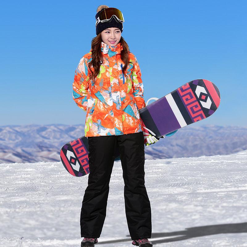 Winter Women's Ski Suit Suit Outdoor Warmth Thick Windproof Waterproof Veneer Double Board Couple Ski Tops Ski Pants