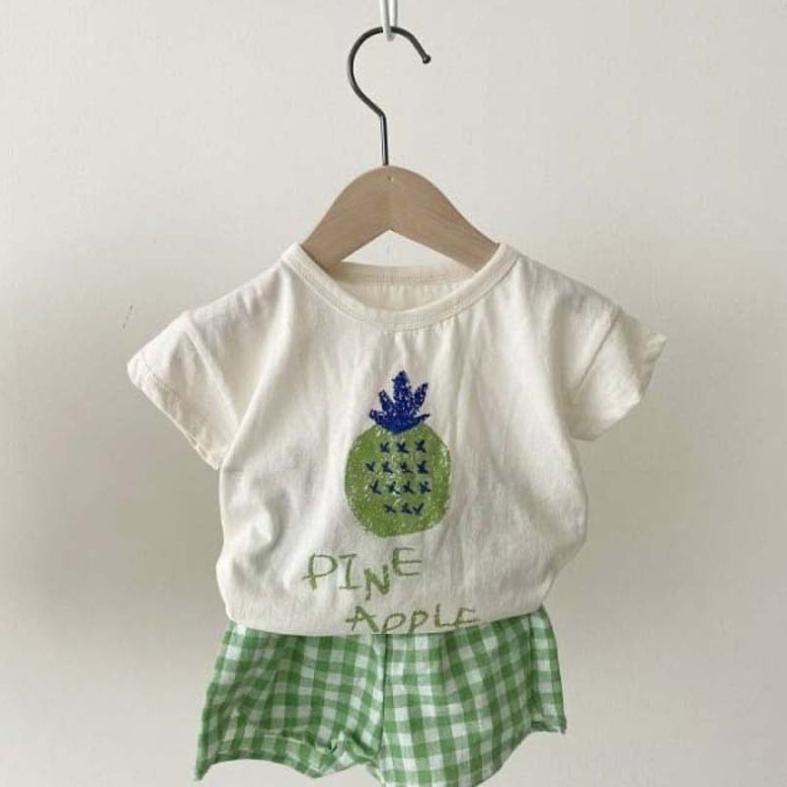 Kids Baby Girl Boy Clothes Set Tops Solid Cartoon Short Sleeve Shirt Crop Pants Summer Casual Outfit Sets Girls Boys 0-4Y