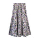 Floral Skirt Women Chiffon High Waist Long Skirt A-line Skirt Mid-length Floral Skirt Elastic Waistline Ladies Skirt Fabric Light and Breathable