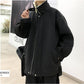 Winter Artificial Lamb Wool Cotton Clothing Men's Loose Plus Velvet Thick Solid Color Warm Jacket Men's Stand Collar Zipper Cotton Clothing