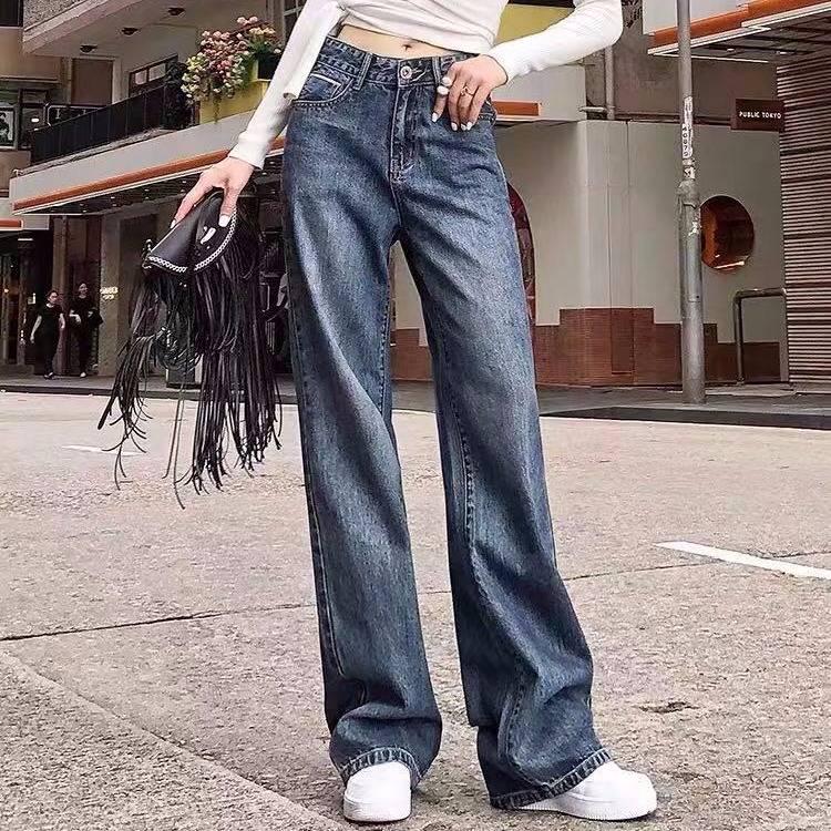 Women's Fashion Slim Jeans Flared Trousers Pants Ladies High Waist Casual Trousers Wide Leg Pants