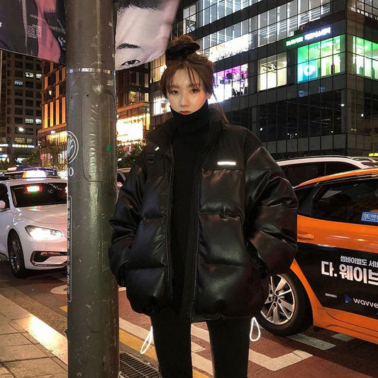 Winter Korean Version of Loose and Versatile Stitching Down Cotton Padded Jacket Female Students Warm Padded Jacket Trend