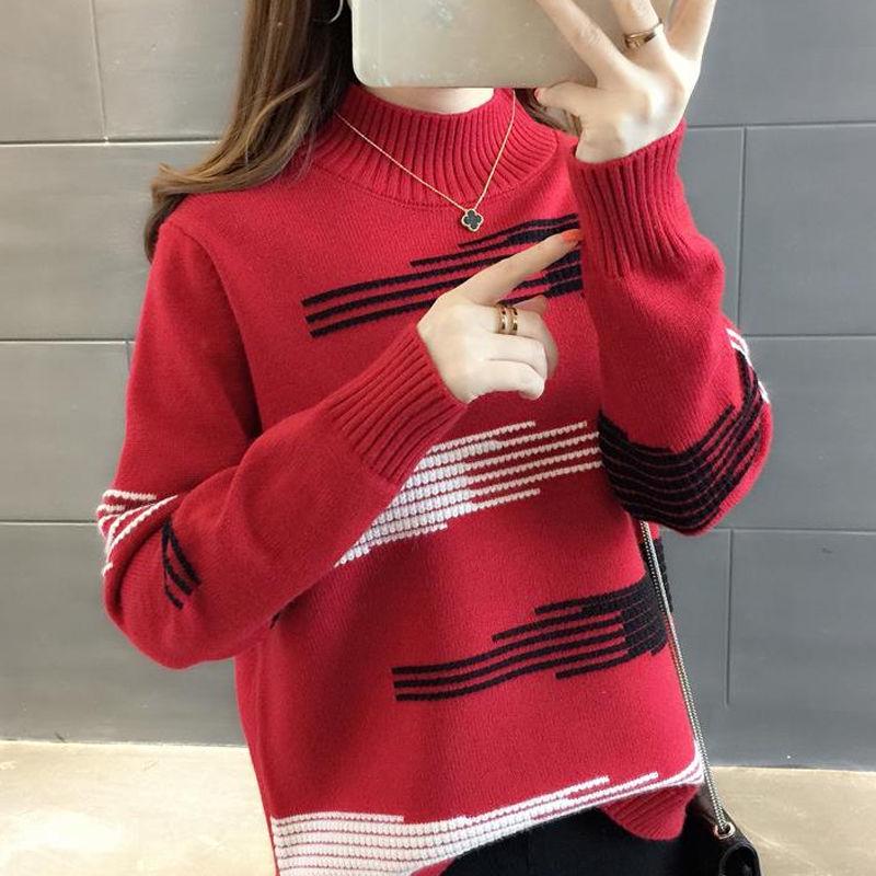 Autumn and Winter Women's Students Loose and Versatile Knitted Bottoming Shirt