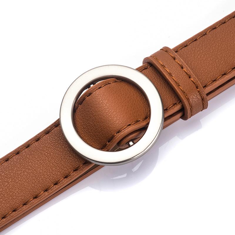 Round Alloy Belt with Black Simple and Easy To Match with Dirt-resistant and Wear-resistant Thin Belt