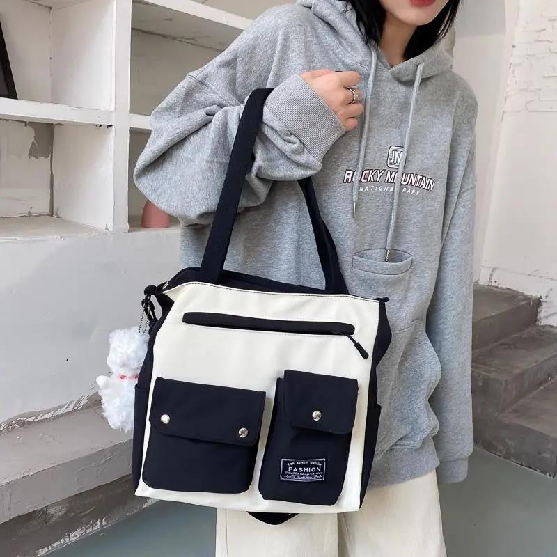 Large Capacity Canvas Bags Women Travel Casual Large Daily Shoulder Tote Handbag Simple