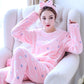 Women's Autumn and Winter Coral Velvet Thick Pajamas Flannel Plus Velvet Outer Wear Home Service Suit