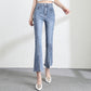 Slit Flared Jeans Women's Summer and Spring Slim High-waisted Thin Slim Cropped Trousers