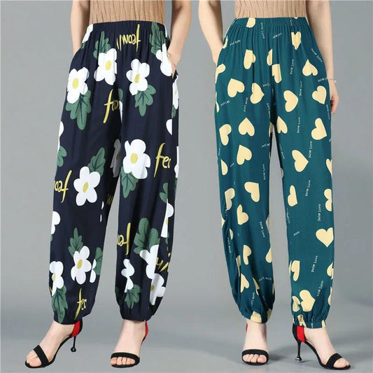Women's Pants Spring and Summer Thin Dancing Bloomers Anti-mosquito Pants Outer Wear Cotton Silk Long Pants
