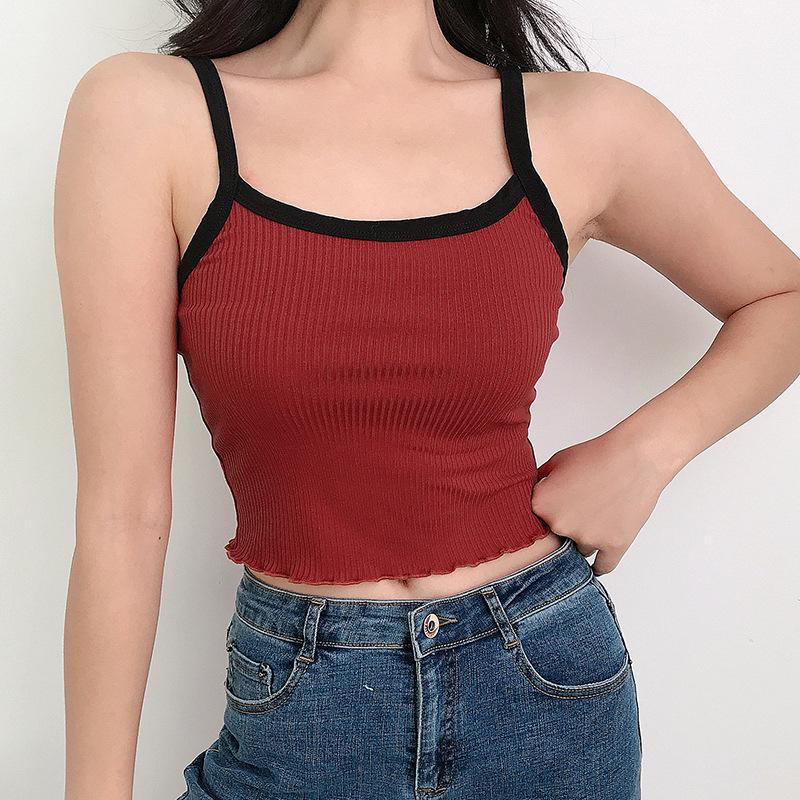 Summer Casual Panelled Spaghetti Strap Camis Top Women Fashion Sleeveless Tops Backless Wrap Basic Tops Streetwear