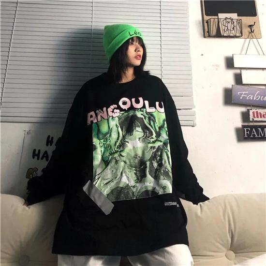 Streetwear Hip Hop Loose Women Hoodies Punk Vintage Femme Clothes Gothic Casual Oversize Kpop Hoody Long Sleeve Sweatshirts