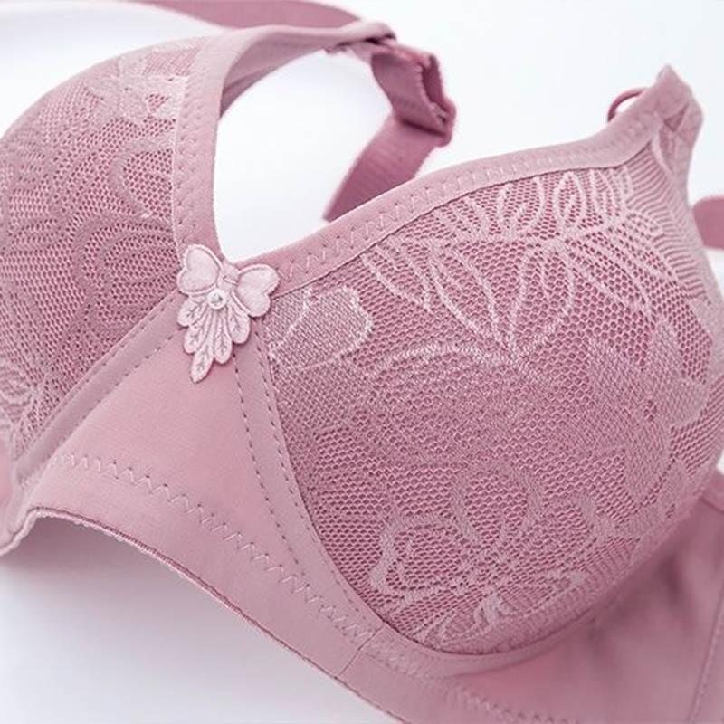 Large size thin section gathered breathable skin-friendly no steel ring underwear simple natural sexy embroidered comfort bra