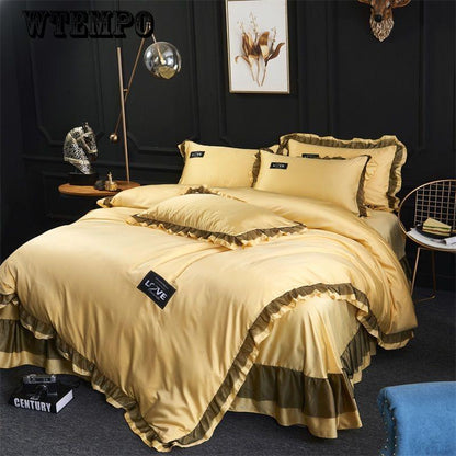 Bed Linen Set Silk Bedding Home Textile Queen King Size Duvet Cover Set Luxury Super King