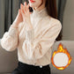Genuine Fashion Trend Lace Bottoming Shirt Autumn and Winter Plus Velvet Thickening Warm High Neck Long Sleeve Women Sweater