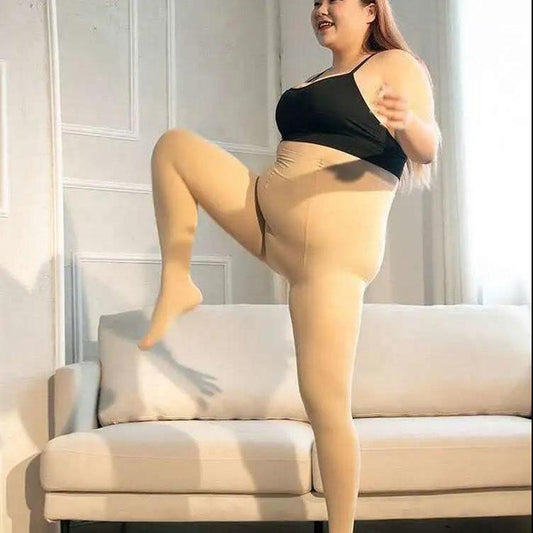 Plus Fat Plus Size Pantyhose Plus Velvet Thickening Women's Outer Wear Autumn and Winter Fat Mm200 Catties High Waist Leggings Pantyhose
