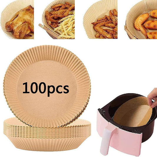 Air Fryer Disposable Paper Liner, Air Fryer Liners, Natural Parchment Paper Non-Stick Air Fryer Liners Cooking Paper(free Oil Brush)