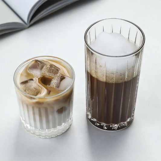 Ins Cafe Iced American Latte Cup Iced Mocha Classic Retro Drink Ice Hockey Striped Glass