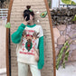 Christmas Sweater Women's Loose Color Matching Cartoon Printed Pullover Knitted Tops