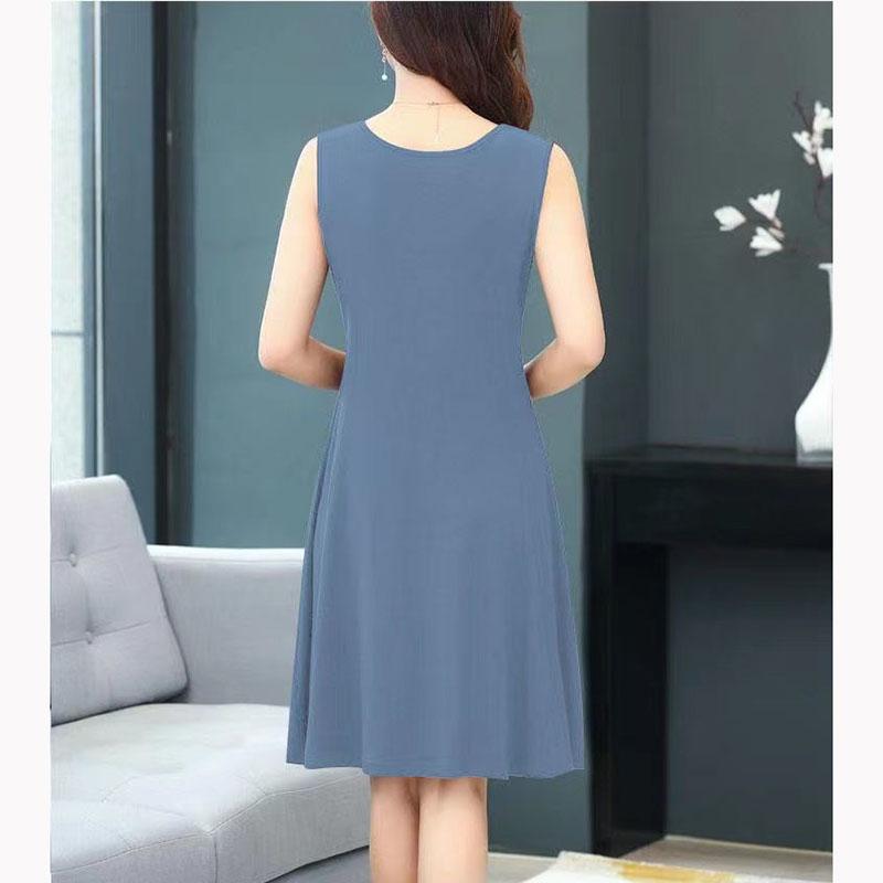 Large Size Summer Solid Color Camisole Dress Bottoming Dress Women's Korean Loose Thin Dress Large Size Sleeveless Mid-length Skirt
