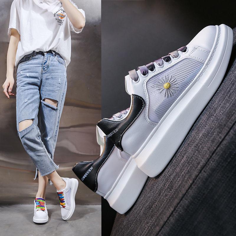 Daisy White Shoes Female Ins Tide 2020 Spring and Summer Breathable Female Students Korean Version of Wild Casual Shoes Single Shoes