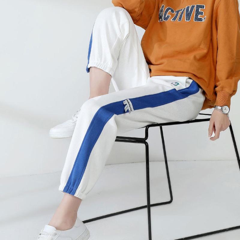 Cotton Summer Sports Trousers Women's Loose All-match Color Contrast Casual Pants Harem Pants Women's Trendy Pants