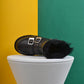 Women's Boots Winter Shoes Plush Fur Boots Black Brown Leather Ankle Booties Warm Platform Shoes Snow Boots Punk Flat Platform Shoes