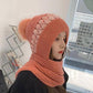 Winter Women's Scarf Hat One-piece Korean Fashion Warm Wool Knitted Hat One-piece Bib Plus Velvet Thick Windproof Bib Hat