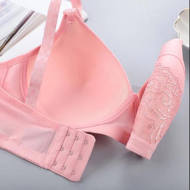 Spring and Summer Thin Breathable Skin-friendly Lace Pattern Without Steel Ring Gather Large Size Women's Underwear Bra